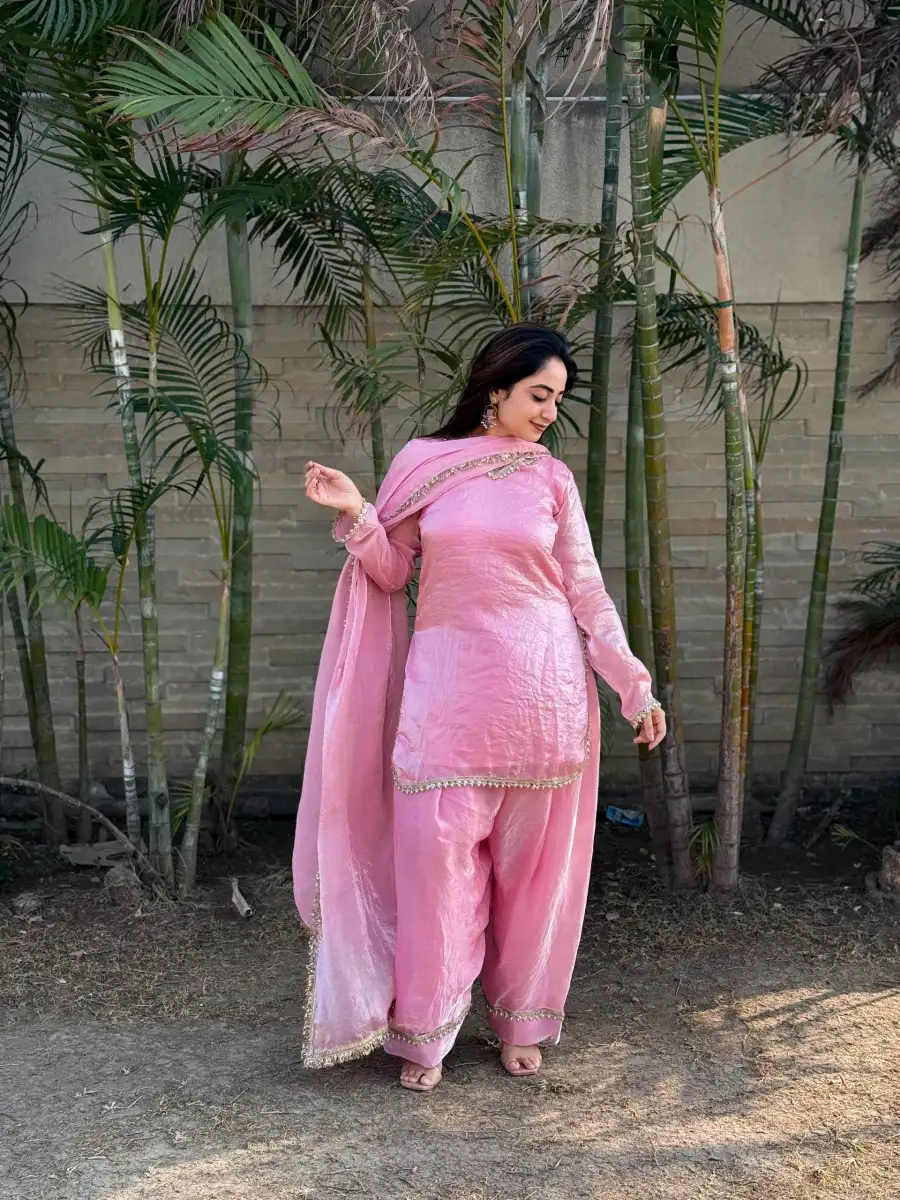 MODERN FENDY SATIN SILK HAND MADE REAL MIRROR PEARL MOTI LACE WORK TOP PATIYALA WITH DUPATTA FESTIVE WEAR WHOLESALE PRICE ETHNIC GARMENT (6)