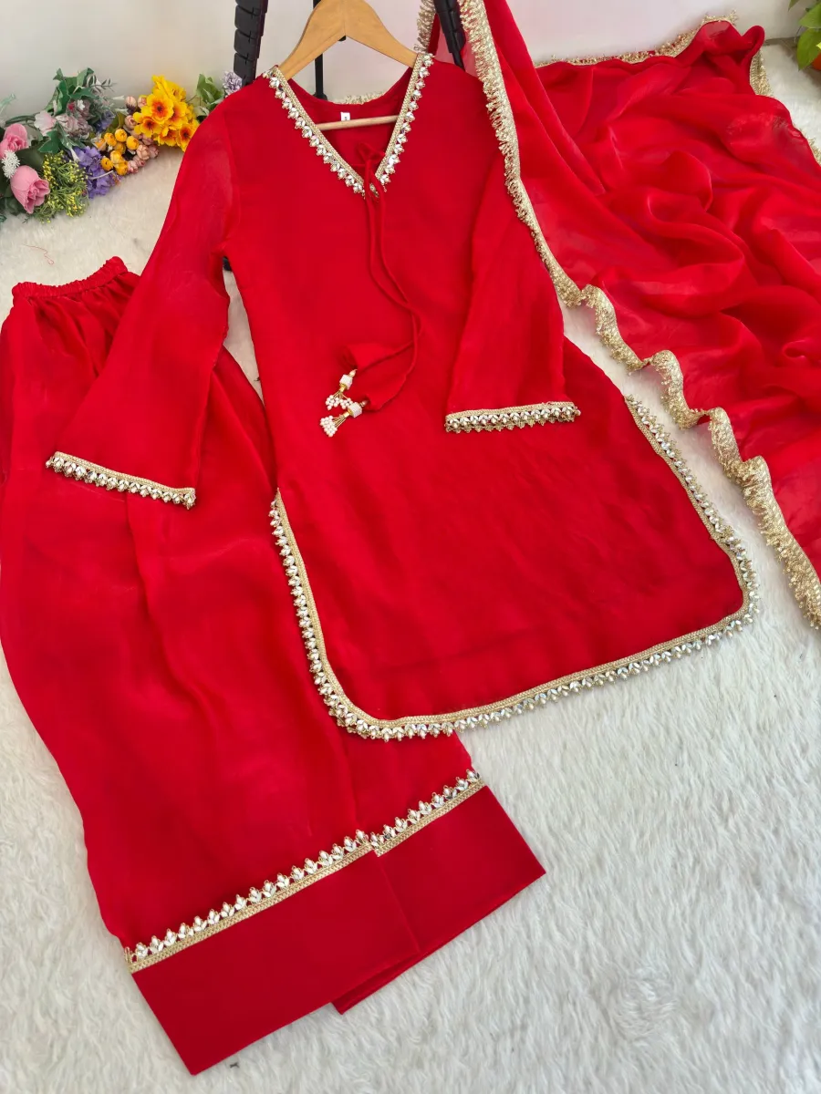 MODERN FENDY SATIN SILK HAND MADE REAL MIRROR PEARL MOTI LACE WORK TOP PATIYALA WITH DUPATTA FESTIVE WEAR WHOLESALE PRICE ETHNIC GARMENT (7)