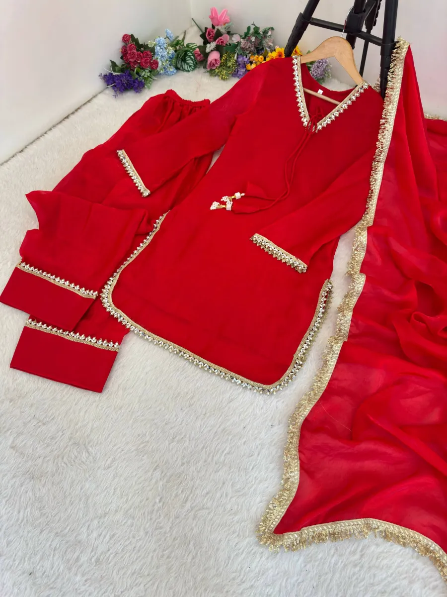 MODERN FENDY SATIN SILK HAND MADE REAL MIRROR PEARL MOTI LACE WORK TOP PATIYALA WITH DUPATTA FESTIVE WEAR WHOLESALE PRICE ETHNIC GARMENT (9)
