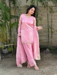 MODERN FENDY SATIN SILK HAND MADE REAL MIRROR PEARL MOTI LACE WORK TOP PATIYALA WITH DUPATTA FESTIVE WEAR WHOLESALE PRICE ETHNIC GARMENT (9)
