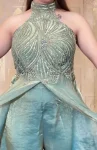 MODERN FENDY SILK BEADS HAND WORK AND MOTI WORK HIGH NECK TOP WITH PALAZZO SET PARTY WEAR WHOLESALE PRICE ETHNIC GARMENT (8)