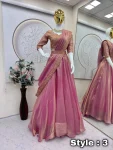 MODERN FENDY SILK EMBROIDERY SEQUENCE WORK LEHENGA CHOLI DUPATTA WITH EXTRA FRILLS PARTY WEAR WHOLESALE PRICE ETHNIC GARMENT (4)
