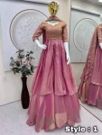 MODERN FENDY SILK EMBROIDERY SEQUENCE WORK LEHENGA CHOLI DUPATTA WITH EXTRA FRILLS PARTY WEAR WHOLESALE PRICE ETHNIC GARMENT (4)