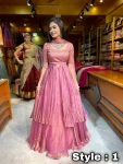 MODERN FENDY SILK EMBROIDERY SEQUENCE WORK LEHENGA CHOLI DUPATTA WITH EXTRA FRILLS BABY PINK