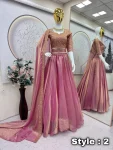 MODERN FENDY SILK EMBROIDERY SEQUENCE WORK LEHENGA CHOLI DUPATTA WITH EXTRA FRILLS PARTY WEAR WHOLESALE PRICE ETHNIC GARMENT (4)