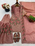 MODERN FENDY SILK EMBROIDERY SEQUENCE WORK WITH HAND WORK TOP SHARARA WITH DUPATTA FESTIVE WEAR WHOLESALE PRICE ETHNIC GARMENT (13)