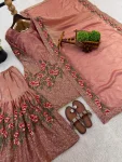MODERN FENDY SILK EMBROIDERY SEQUENCE WORK WITH HAND WORK TOP SHARARA WITH DUPATTA FESTIVE WEAR WHOLESALE PRICE ETHNIC GARMENT (13)