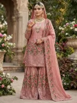 MODERN FENDY SILK EMBROIDERY SEQUENCE WORK WITH HAND WORK TOP SHARARA WITH DUPATTA FESTIVE WEAR WHOLESALE PRICE ETHNIC GARMENT (13)