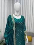MODERN FENDY SILK THREAD & SEQUENCE WORK TOP BOTTOM WITH DUPATTA FESTIVE WEAR WHOLESALE PRICE ETHNIC GARMENT (6)