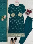 MODERN FENDY SILK THREAD & SEQUENCE WORK TOP BOTTOM WITH DUPATTA FESTIVE WEAR WHOLESALE PRICE ETHNIC GARMENT (6)
