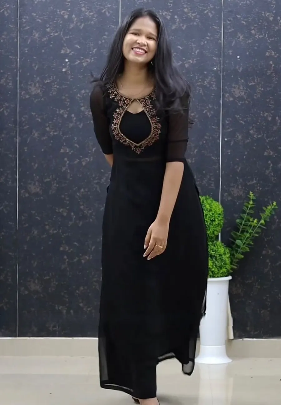 MODERN FEORGETTE EMBROIDERY, SEQUENCE WORK TOP PALAZZO WITH BUSTIER FESTIVE WEAR WHOLESALE PRICE ETHNIC GARMENT (3)