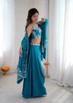 MODERN FRENCH CREPE WESTERN DHOTI SHRUG WITH UNSTITCHED CHOLI PARTY WEAR WHOLESALE PRICE ETHNIC GARMENT (2)