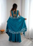 MODERN FRENCH CREPE WESTERN DHOTI SHRUG WITH UNSTITCHED CHOLI PARTY WEAR WHOLESALE PRICE ETHNIC GARMENT (2)