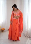 MODERN FRENCH CREPE WESTERN DHOTI SHRUG WITH UNSTITCHED CHOLI PARTY WEAR WHOLESALE PRICE ETHNIC GARMENT (1)