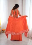 MODERN FRENCH CREPE WESTERN DHOTI SHRUG WITH UNSTITCHED CHOLI PARTY WEAR WHOLESALE PRICE ETHNIC GARMENT (1)