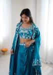 MODERN FRENCH CREPE WESTERN DHOTI SHRUG WITH UNSTITCHED CHOLI PARTY WEAR WHOLESALE PRICE ETHNIC GARMENT (2)