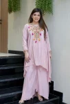 MODERN FRENCH EMBROIDERY SEQUENCE WORK TOP PALAZZO SET BABY PINK