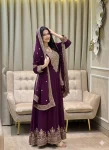 MODERN GEORGETTE EMBROIDERY SEQUENCE WORK GOWN WITH DUPATTA PURPLE