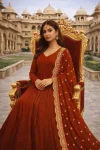 MODERN GEORGETTE PLAIN GOWN WITH EMBROIDERY SEQUENCE WORK DUPATTA FESTIVE WEAR WHOLESALE PRICE ETHNIC GARMENT (2)