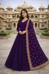 MODERN GEORGETTE PLAIN GOWN WITH EMBROIDERY SEQUENCE WORK DUPATTA PURPLE