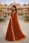 MODERN GEORGETTE PLAIN GOWN WITH EMBROIDERY SEQUENCE WORK DUPATTA FESTIVE WEAR WHOLESALE PRICE ETHNIC GARMENT (2)