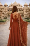 MODERN GEORGETTE PLAIN GOWN WITH EMBROIDERY SEQUENCE WORK DUPATTA FESTIVE WEAR WHOLESALE PRICE ETHNIC GARMENT (2)