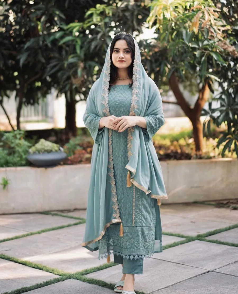 MODERN GEORGETTE SEQUENCE CODING EMBROIDERY WORK TOP BOITTOM WITH DUPATTA FESTIVE WEAR WHOLESALE PRICE ETHNIC GARMENT (8)