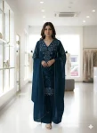 MODERN GEORGETTE SEQUENCE EMBROIDERY WORK TOP PALAZZO WITH DUPATTA TEAL