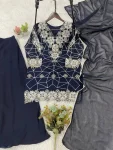 MODERN GEORGETTE SEQUENCE EMBROIDERY WORK TOP PALAZZO WITH DUPATTA FESTIVE WEAR WHOLESALE PRICE ETHNIC GARMENT (2)