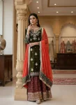 MODERN GEORGETTE SEQUENCE WITH ZARI EMBROIDERY WORK WITH PEARL WORK TOP PALAZZO WITH DUPATTA FESTIVE WEAR WHOLESALE PRICE ETHNIC GARMENT (19)