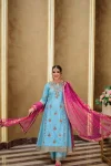 MODERN GEORGETTE SEQUENCE & ZARI THREAD EMBROIDERY WORK WITH PEARL WORK TOP PALAZZO WITH DUPATTA FESTIVE WEAR WHOLESALE PRICE ETHNIC GARMENT (13)
