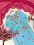 MODERN GEORGETTE SEQUENCE & ZARI THREAD EMBROIDERY WORK WITH PEARL WORK TOP PALAZZO WITH DUPATTA FESTIVE WEAR WHOLESALE PRICE ETHNIC GARMENT (13)