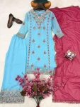MODERN GEORGETTE SEQUENCE & ZARI THREAD EMBROIDERY WORK WITH PEARL WORK TOP PALAZZO WITH DUPATTA FESTIVE WEAR WHOLESALE PRICE ETHNIC GARMENT (13)