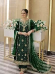MODERN GEORGETTE SEQUENCE & ZARI THREAD EMBROIDERY WORK WITH PEARL WORK TOP PALAZZO WITH DUPATTA GREEN