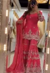 MODERN GEORGETTE SILK SEQUENCE AND EMBROIDERY WORK TOP SHARARA WITH DUPATTA FESTIVE WEAR WHOLESALE PRICE ETHNIC GARMENT (4)