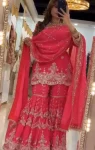 MODERN GEORGETTE SILK SEQUENCE AND EMBROIDERY WORK TOP SHARARA WITH DUPATTA FESTIVE WEAR WHOLESALE PRICE ETHNIC GARMENT (4)