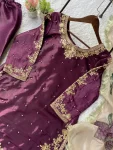 MODERN GMY SILK CODING WITH SEQUENCE EMBROIDERY WITH BEADS WORK TOP PALAZZO WITH DUPATTA FESTIVE WEAR WHOLESALE PRICE ETHNIC GARMENT (4)