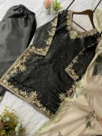 MODERN GMY SILK CODING WITH SEQUENCE EMBROIDERY WITH BEADS WORK TOP PALAZZO WITH DUPATTA BLACK