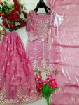 MODERN GMY SILK EMBROIDERY SEQUENCE & MOTI WORK TOP PALAZZO WITH DUPATTA BABY PINK