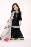 MODERN GMY SILK EMBROIDERY SEQUENCE WORK KID’S TOP SHARARA WITH DUPATTA FESTIVE WEAR WHOLESALE PRICE ETHNIC GARMENT (13)