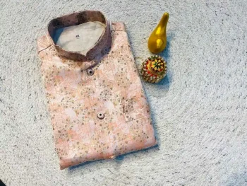 MODERN JACQUARD PRINT WORK MEN'S KOTI PEACH