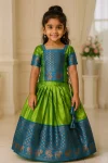 MODERN LICHI SILK JACQUARD WORK KID’S LEHENGA CHOLI FESTIVE WEAR WHOLESALE PRICE ETHNIC GARMMENT (2)