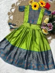 MODERN LICHI SILK JACQUARD WORK KID’S LEHENGA CHOLI FESTIVE WEAR WHOLESALE PRICE ETHNIC GARMMENT (2)