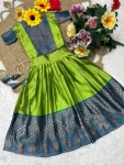 MODERN LICHI SILK JACQUARD WORK KID’S LEHENGA CHOLI FESTIVE WEAR WHOLESALE PRICE ETHNIC GARMMENT (2)