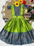 MODERN LICHI SILK JACQUARD WORK KID’S LEHENGA CHOLI FESTIVE WEAR WHOLESALE PRICE ETHNIC GARMMENT (2)