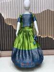 MODERN LICHI SILK JACQUARD WORK KID’S LEHENGA CHOLI FESTIVE WEAR WHOLESALE PRICE ETHNIC GARMMENT (2)