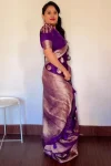 MODERN LICHI SILK JACQUARD WORK SAREE WITH UNSTITCHED BLOUSE FESTIVE WEAR WHOLESALE PRICE ETHNIC GARMENT (1)