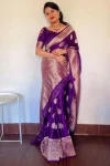 MODERN LICHI SILK JACQUARD WORK SAREE WITH UNSTITCHED BLOUSE FESTIVE WEAR WHOLESALE PRICE ETHNIC GARMENT (1)