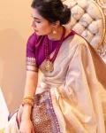 MODERN LICHI SILK JACQUARD WORK SAREE WITH UNSTITCHED BLOUSE FESTIVE WEAR WHOLESALE PRICE ETHNIC GARMENT (2)