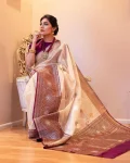 MODERN LICHI SILK JACQUARD WORK SAREE WITH UNSTITCHED BLOUSE FESTIVE WEAR WHOLESALE PRICE ETHNIC GARMENT (2)